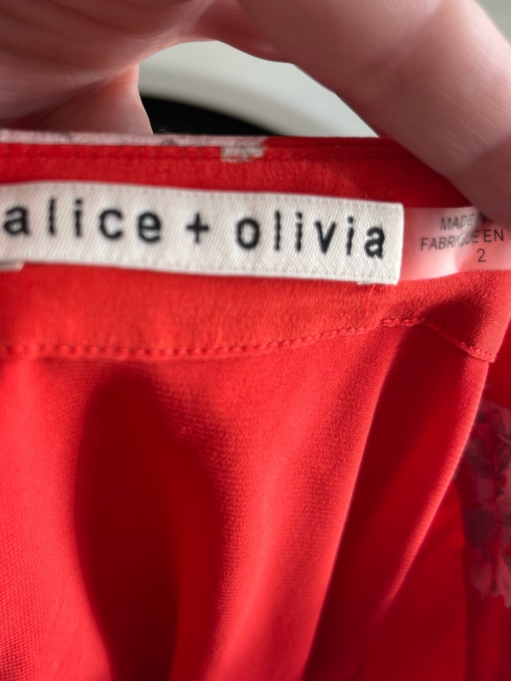 Alice + Olivia Coral-Red Floral Midi Skirt Nanette silk size 2 - Picture 3 of 3